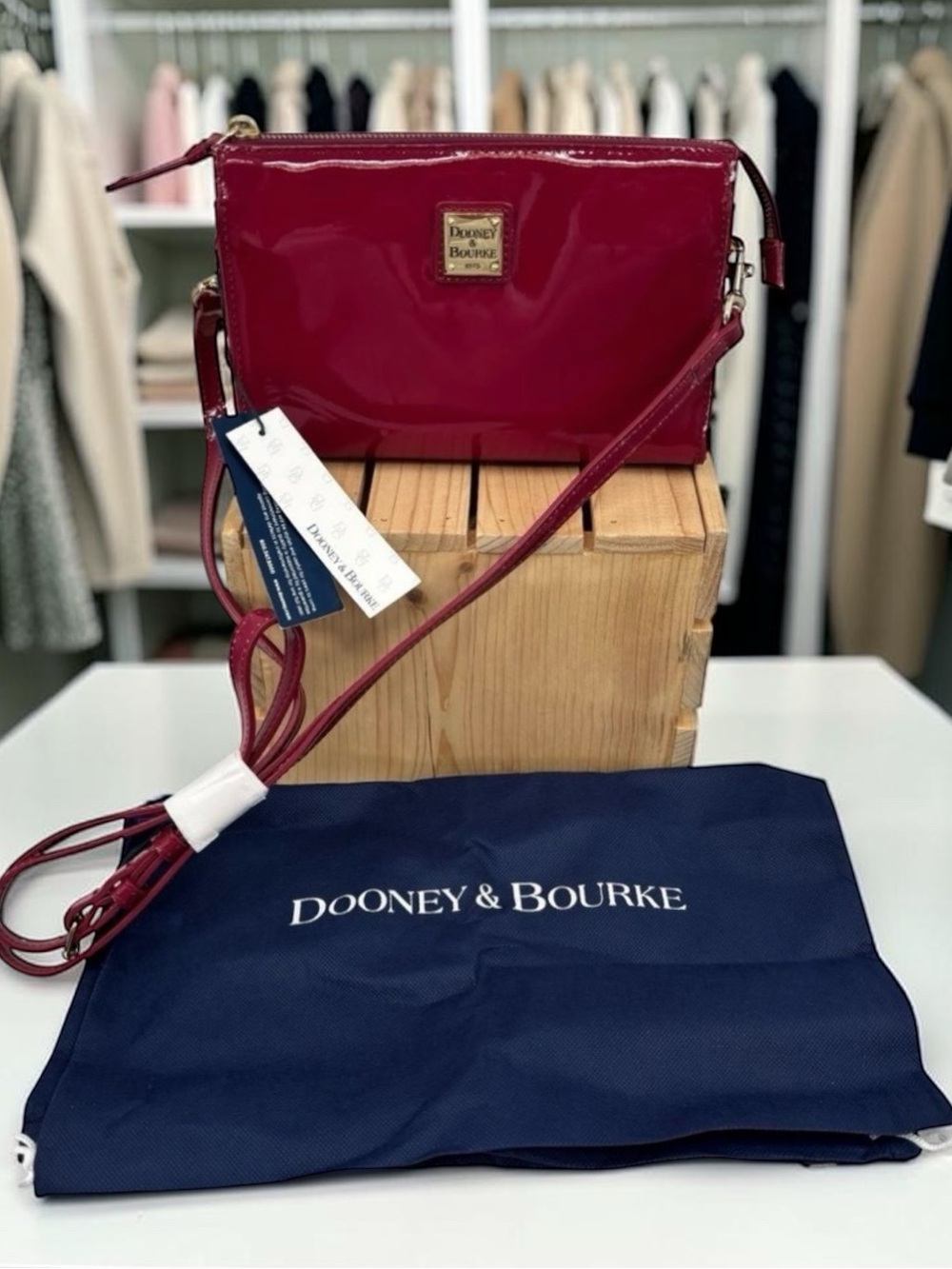 Dooney & Bourke Patent Leather Janine Crossbody Magenta NWT